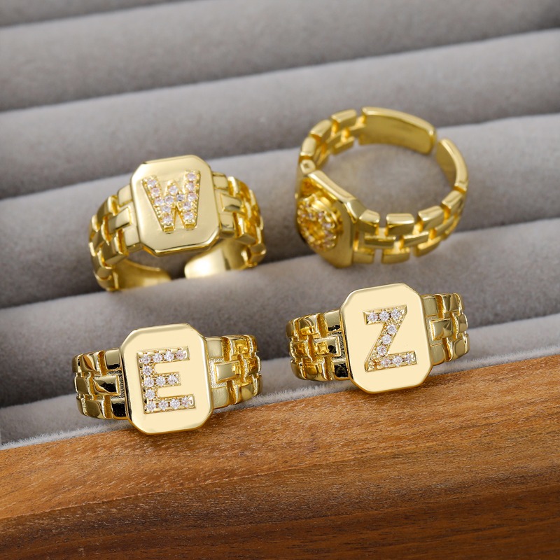 Ring Letter Series – Echtgoldplattierter Schmuckring mit Buchstabenöffnung_voghion.com