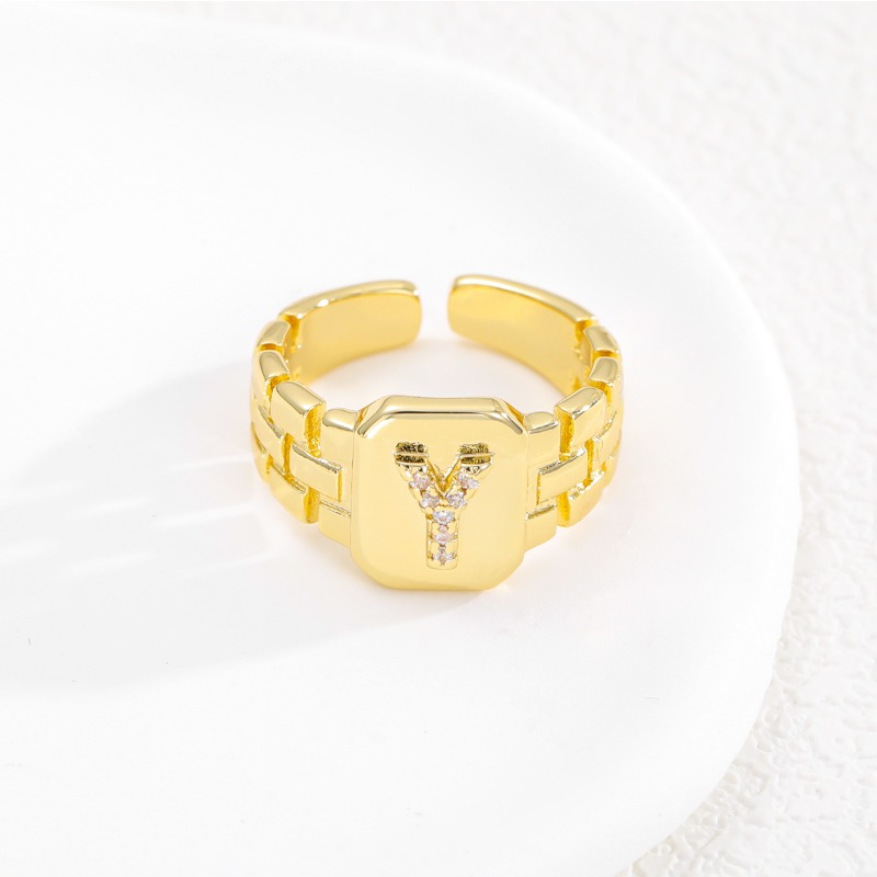 Designer Ring Buchstaben Serie Vergoldeter Verstellbarer Ring_voghion.com