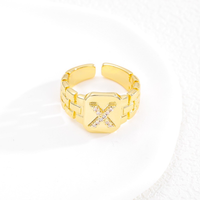 Designer Ring Buchstaben Serie Vergoldeter Verstellbarer Ring_voghion.com