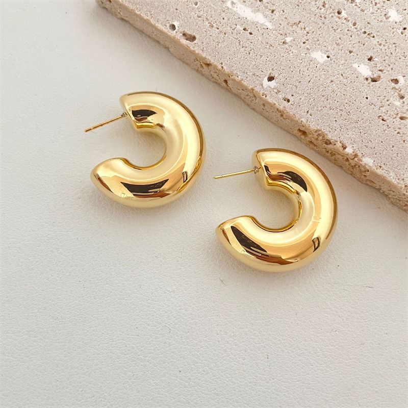 Water Drop Geometric Stud Earrings Electroplated Acrylic Design_voghion.com