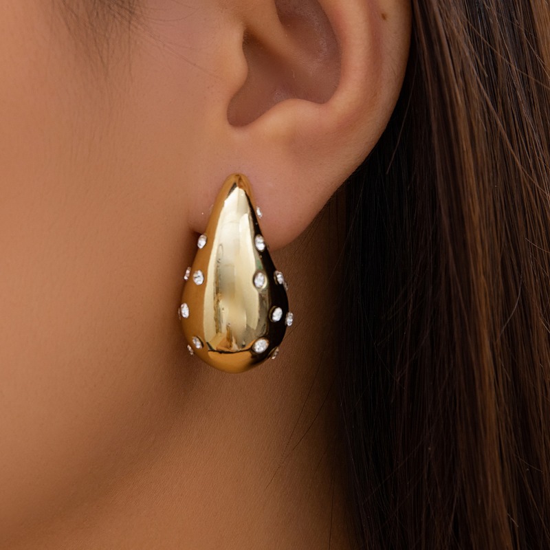 Water Drop Geometric Stud Earrings Electroplated Acrylic Design_voghion.com