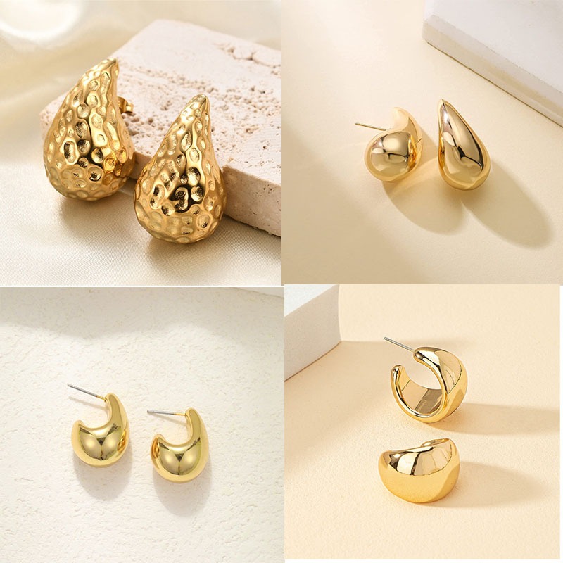 Water Drop Geometric Stud Earrings Electroplated Acrylic Design_voghion.com