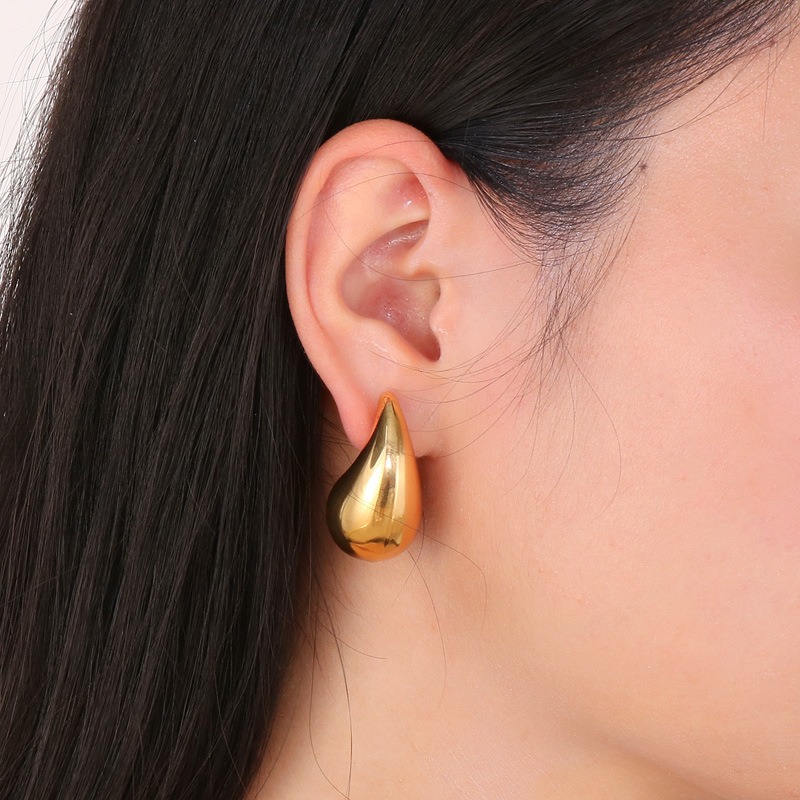 Water Drop Geometric Stud Earrings Electroplated Acrylic Design_voghion.com