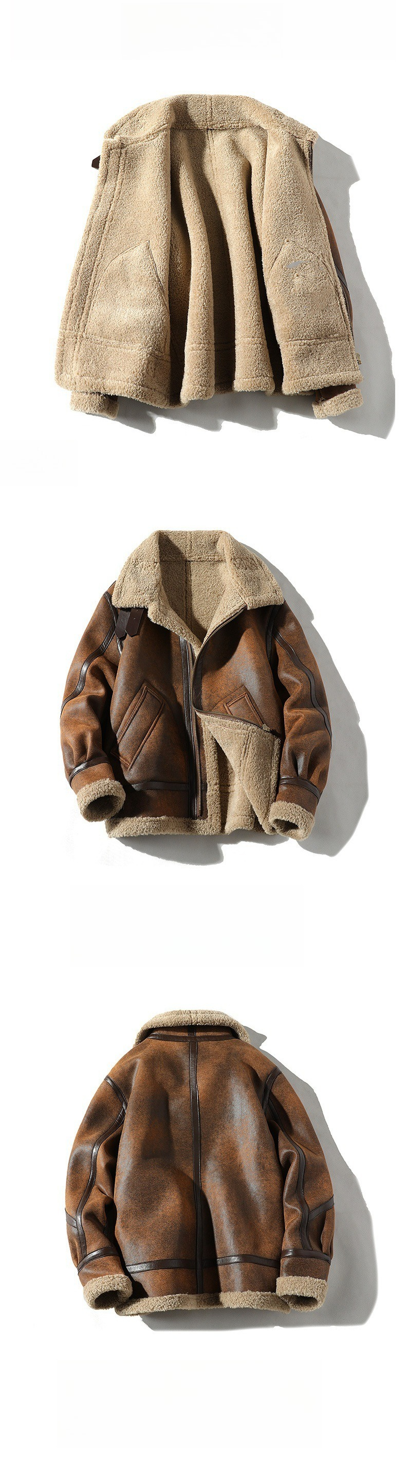 Vintage Suede Lamb Wool Jacket Men's Jacket Fleece Thickened Winter Fur Integrated Large Size Locomotive Leather Jacket Tide_viptrois.com