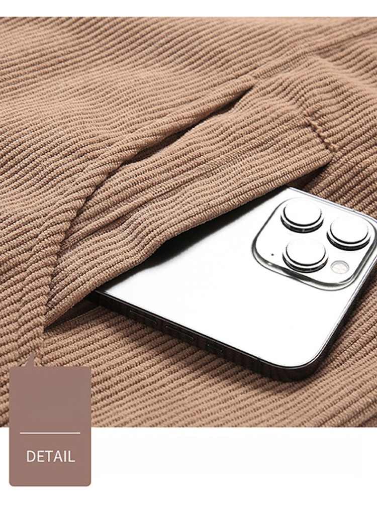 Autumn And Winter Men's Jacket Corduroy Lapel Solid Color Business Casual Middle-aged Fleece Thickened Coat Men_viptrois.com