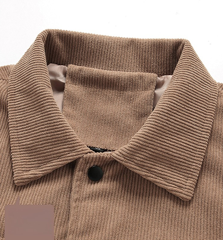 Autumn And Winter Men's Jacket Corduroy Lapel Solid Color Business Casual Middle-aged Fleece Thickened Coat Men_viptrois.com
