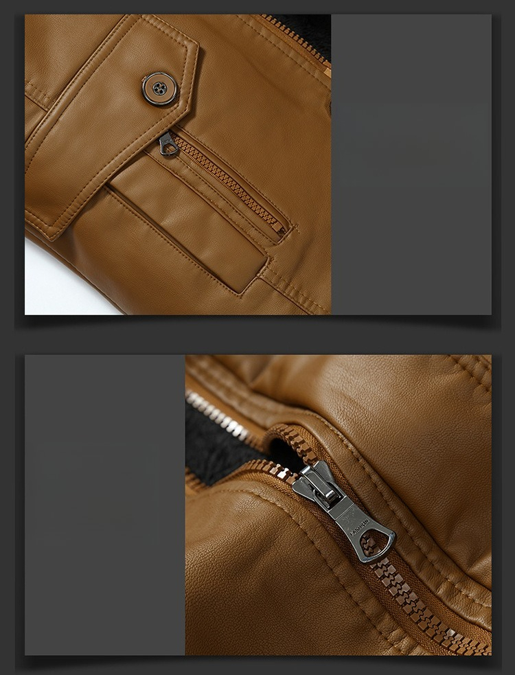 Leather Jacket Men's Winter Thickened Velvet Leather Jacket Casual Medium And Long Warm Cotton Jacket_viptrois.com