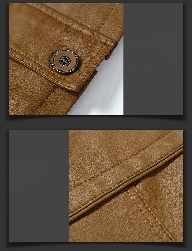 Leather Jacket Men's Winter Thickened Velvet Leather Jacket Casual Medium And Long Warm Cotton Jacket_viptrois.com