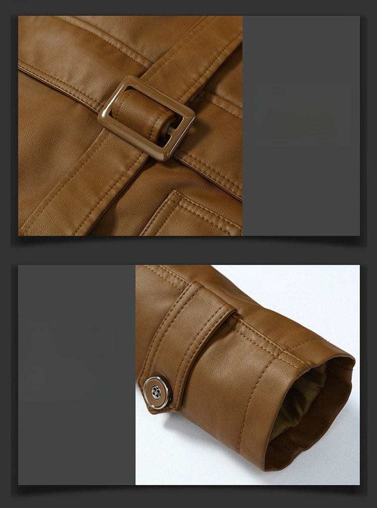 Leather Jacket Men's Winter Thickened Velvet Leather Jacket Casual Medium And Long Warm Cotton Jacket_viptrois.com