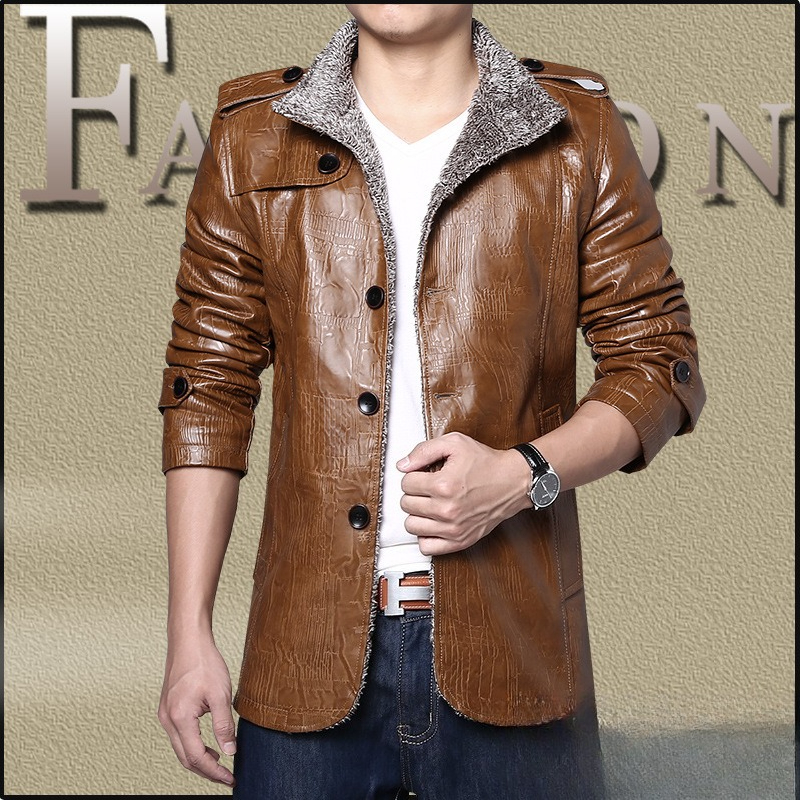 Herren Lederjacke Mit Fell Gefüttert Winterjacke Mit Revers_voghion.com