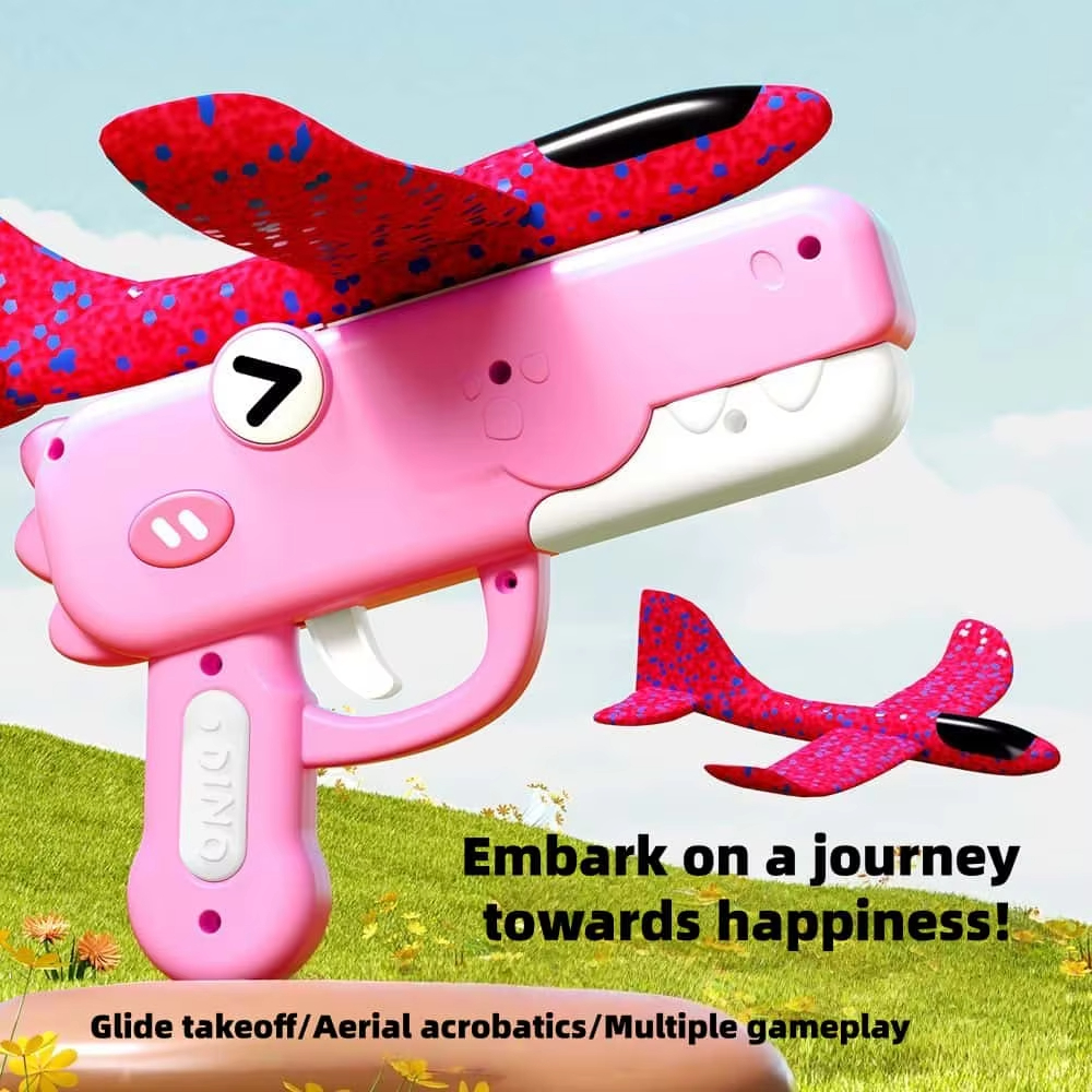 EVA Foam Glider Airplane Launcher Toy Outdoor Flying Plane Catapult Gun For Kids Boys Girls Party Gift_voghion.com