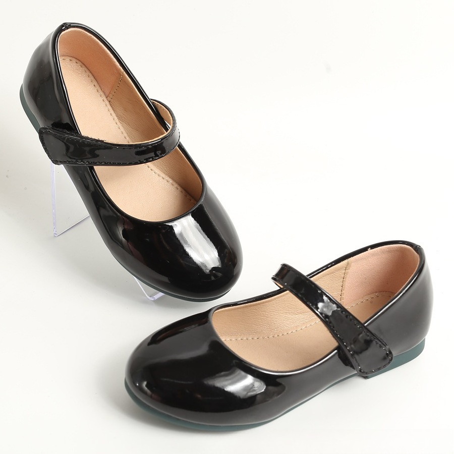 Glänzende schwarze Mary Jane Schuhe für Mädchen – Bequeme Schuhe mit weicher Sohle für Schule und Partys_voghion.com