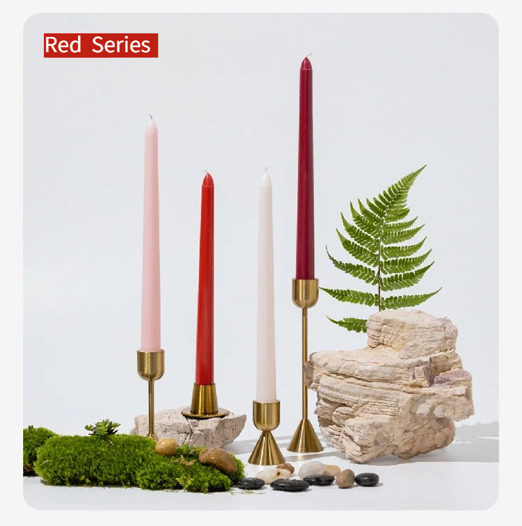 Set Of 4 Coloured Taper Candles Long Unscented For Weddings_voghion.com