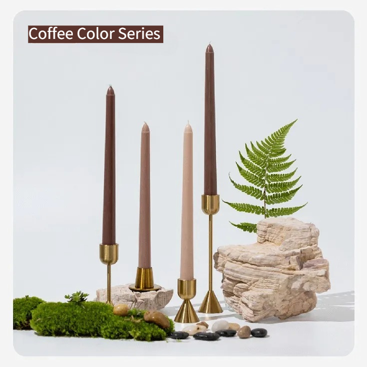 Set Of 4 Coloured Taper Candles Long Unscented For Weddings_voghion.com