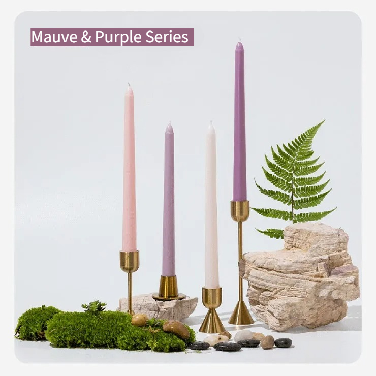 Set Of 4 Coloured Taper Candles Long Unscented For Weddings_voghion.com