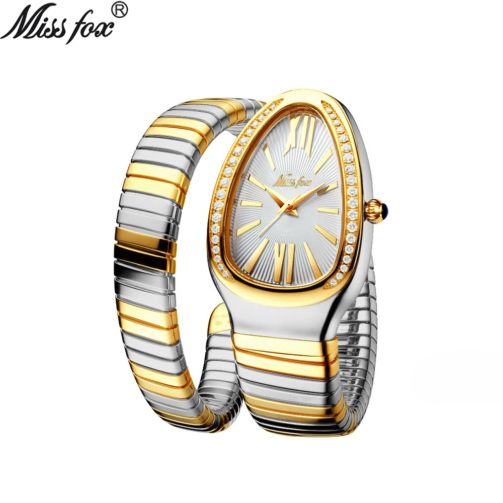 Pulsera de moda femenina con personalidad, cabeza de serpiente, acero inoxidable, diamantes, reloj de serpiente para mujer_voghion.com