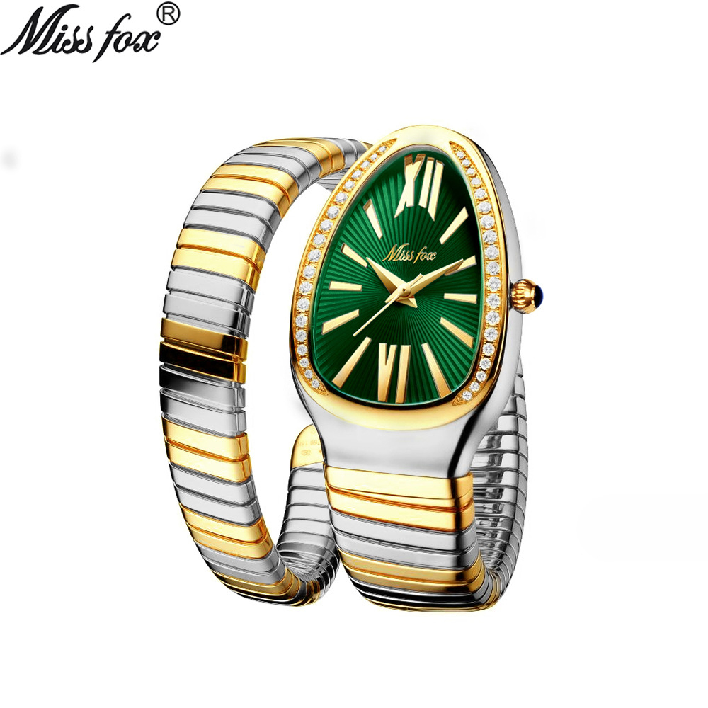 Pulsera de moda femenina con personalidad, cabeza de serpiente, acero inoxidable, diamantes, reloj de serpiente para mujer_voghion.com