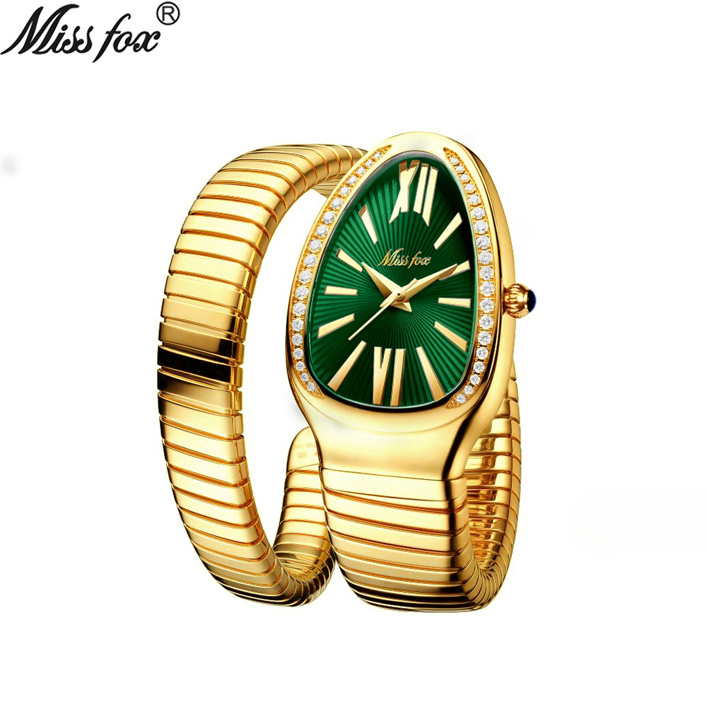 Pulsera de moda femenina con personalidad, cabeza de serpiente, acero inoxidable, diamantes, reloj de serpiente para mujer_voghion.com