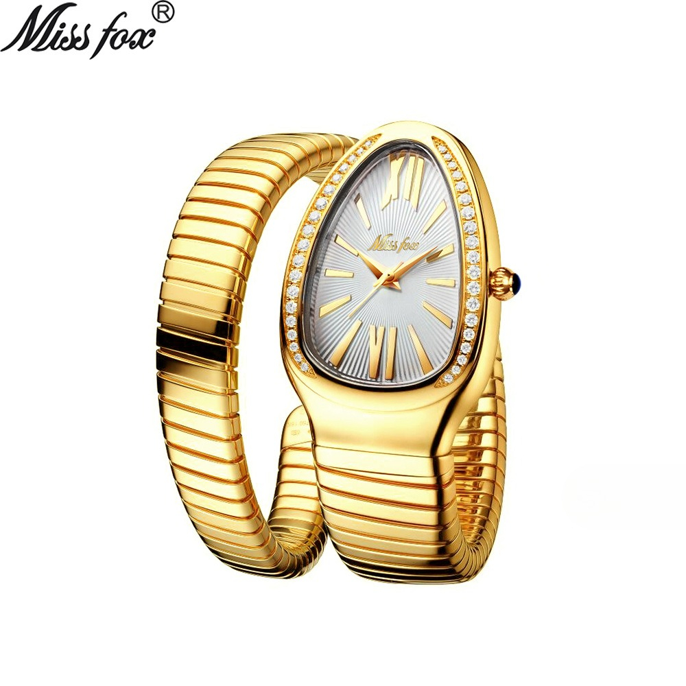 Pulsera de moda femenina con personalidad, cabeza de serpiente, acero inoxidable, diamantes, reloj de serpiente para mujer_voghion.com