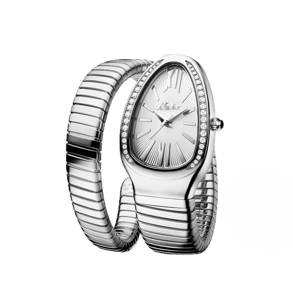 Pulsera de moda femenina con personalidad, cabeza de serpiente, acero inoxidable, diamantes, reloj de serpiente para mujer_voghion.com