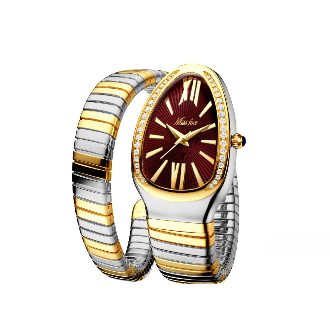 Pulsera de moda femenina con personalidad, cabeza de serpiente, acero inoxidable, diamantes, reloj de serpiente para mujer_voghion.com