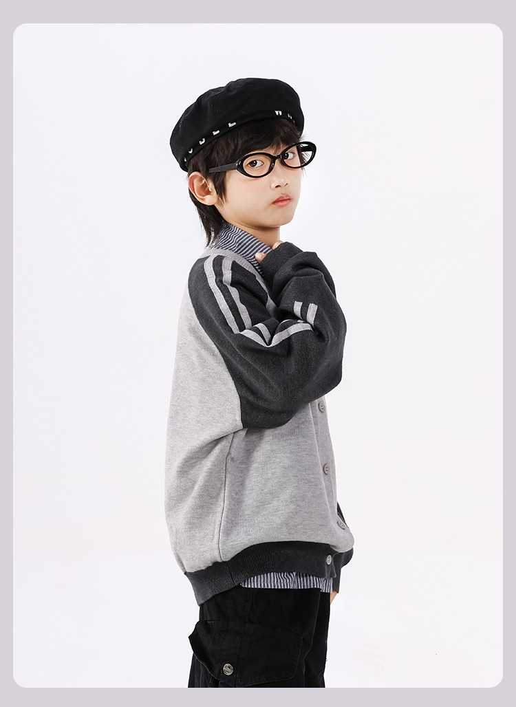 Jungen Baseball Strickjacke Mit Knöpfen Für Ältere Kinder_voghion.com