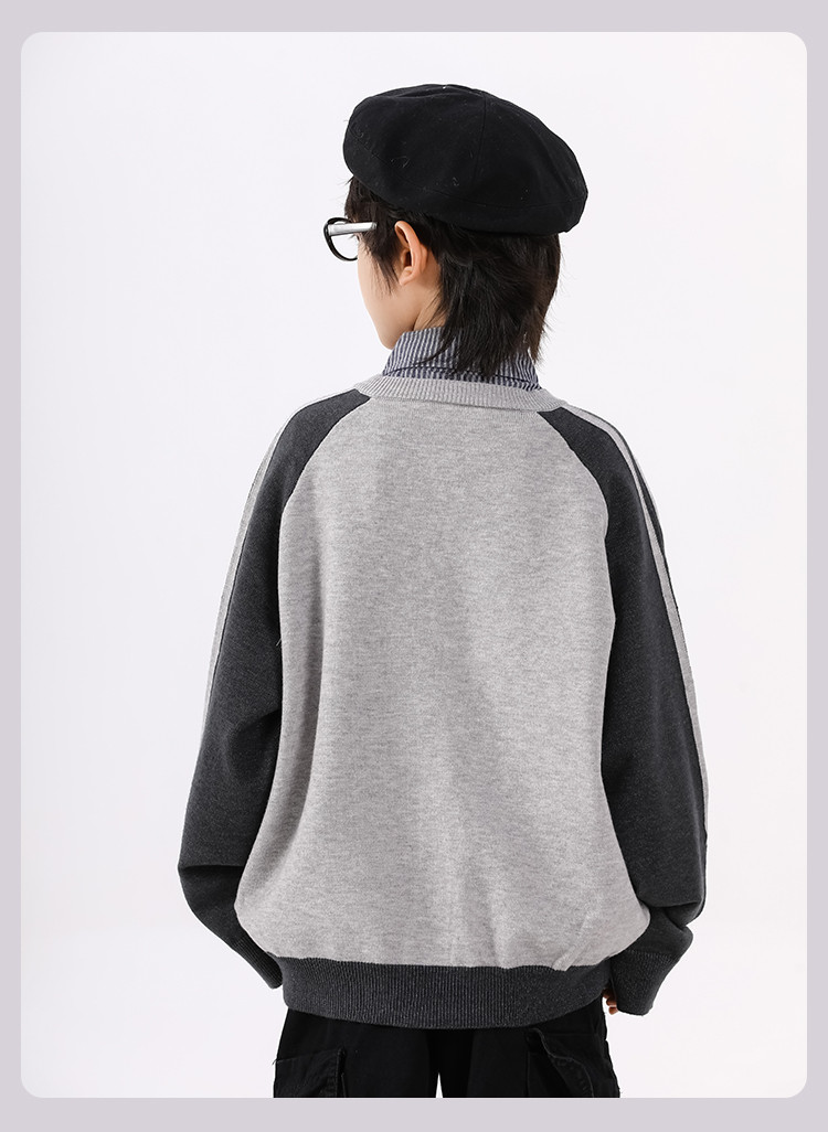 Jungen Baseball Strickjacke Mit Knöpfen Für Ältere Kinder_voghion.com