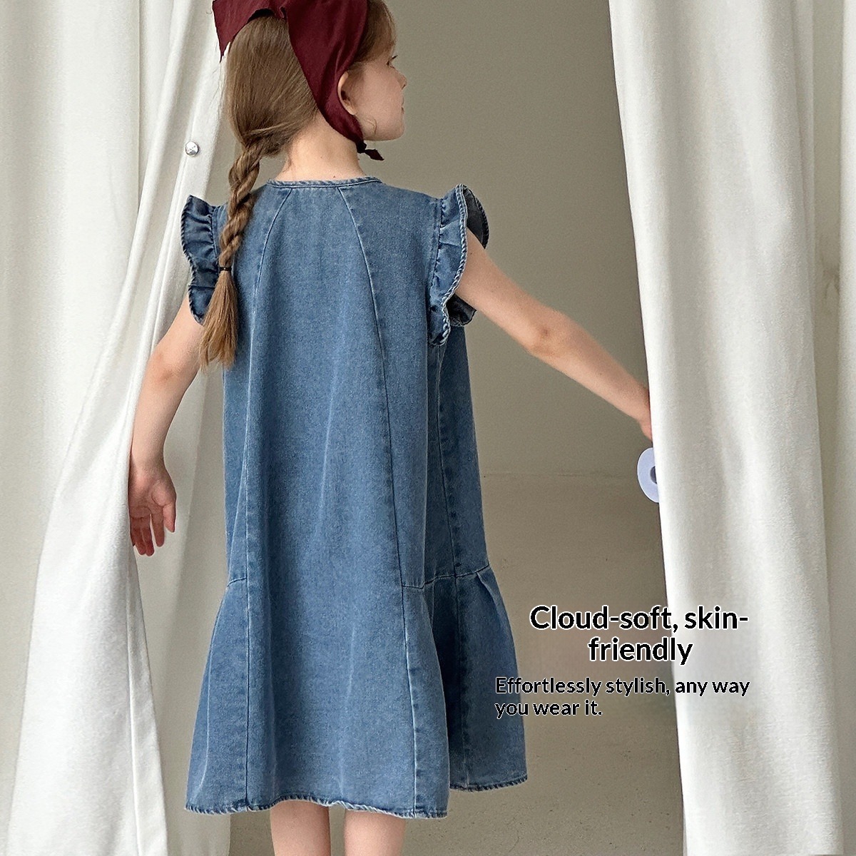 Girls' Denim Dress 2026 Spring/Summer New Arrival Sleeveless Vest Princess Dress Mid-Length Casual_voghion.com