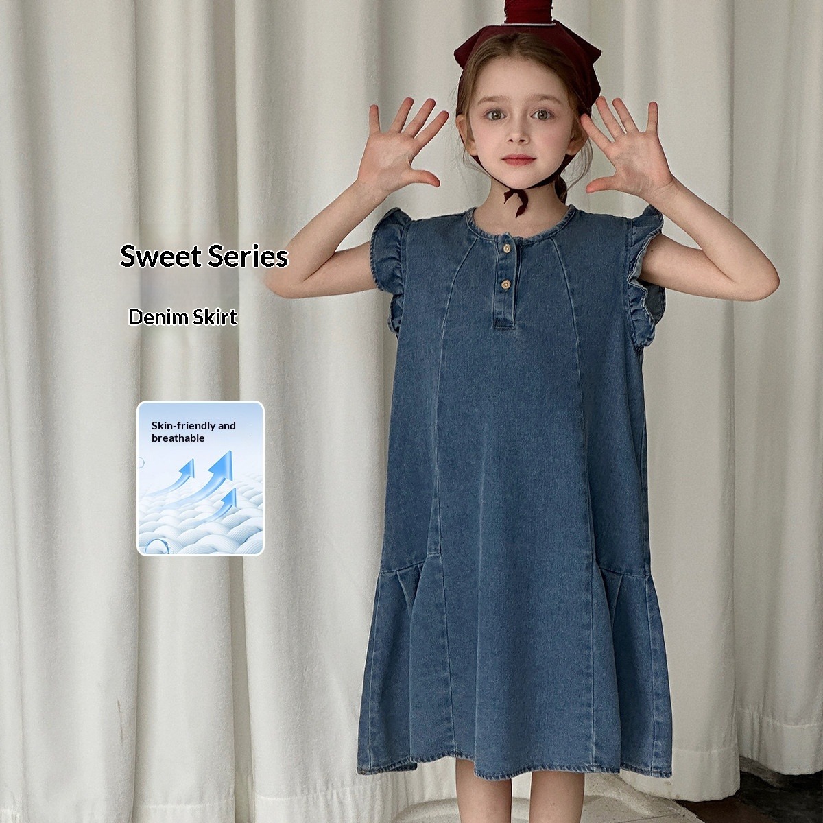 Girls' Denim Dress 2026 Spring/Summer New Arrival Sleeveless Vest Princess Dress Mid-Length Casual_voghion.com