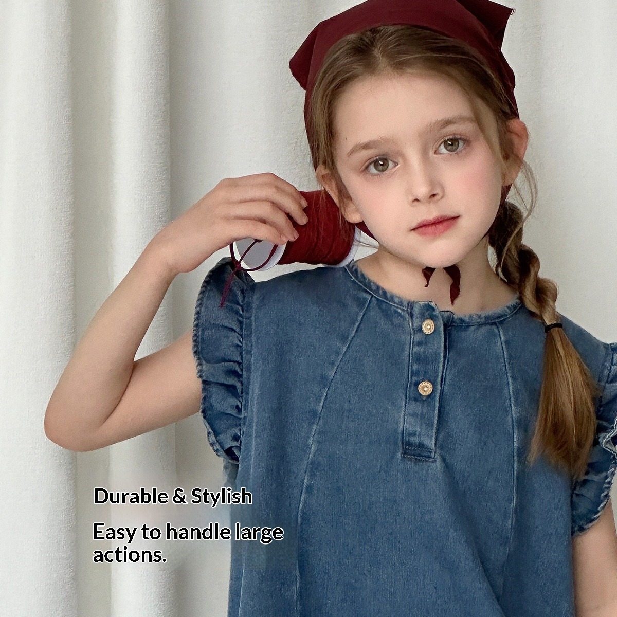 Girls' Denim Dress 2026 Spring/Summer New Arrival Sleeveless Vest Princess Dress Mid-Length Casual_voghion.com