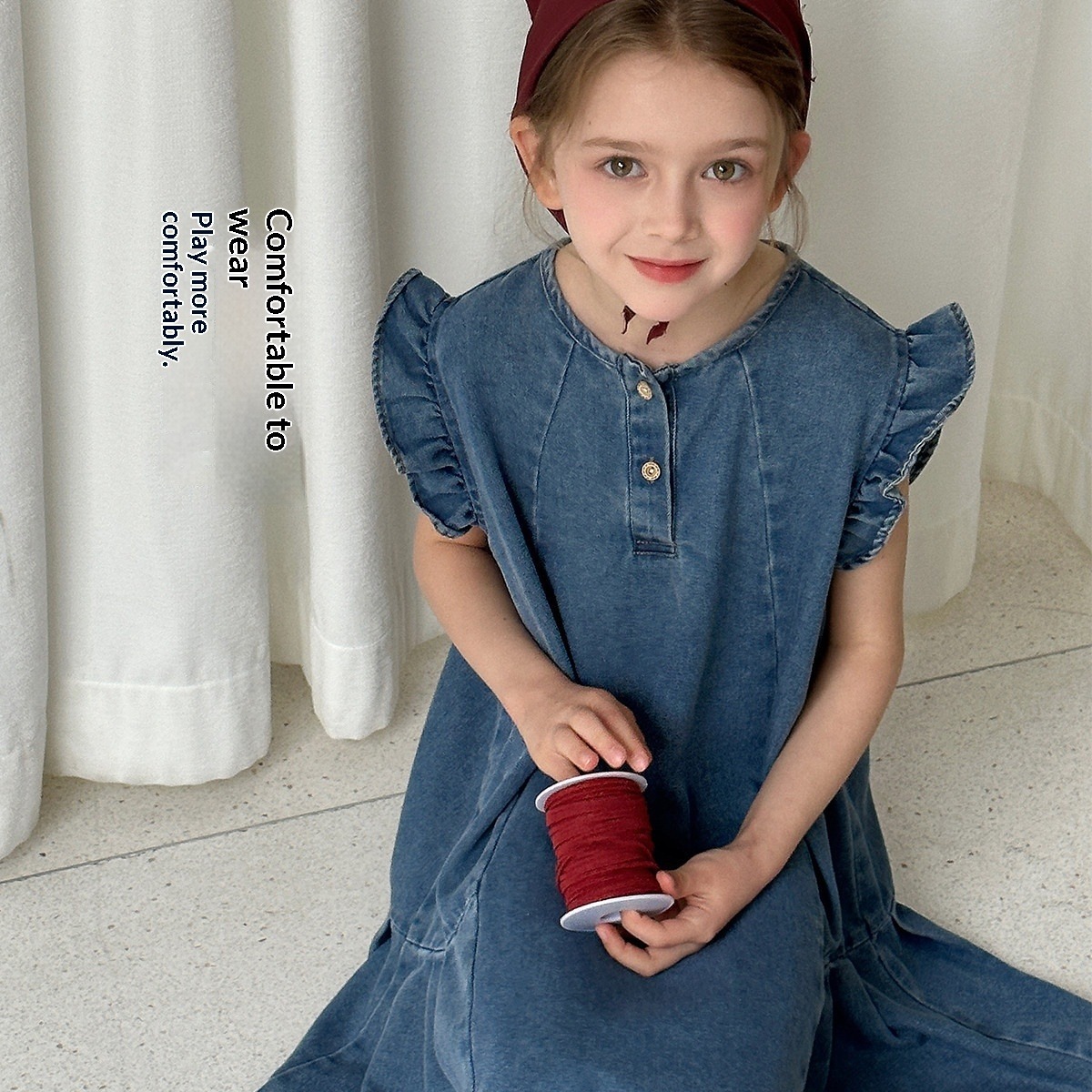 Girls' Denim Dress 2026 Spring/Summer New Arrival Sleeveless Vest Princess Dress Mid-Length Casual_voghion.com