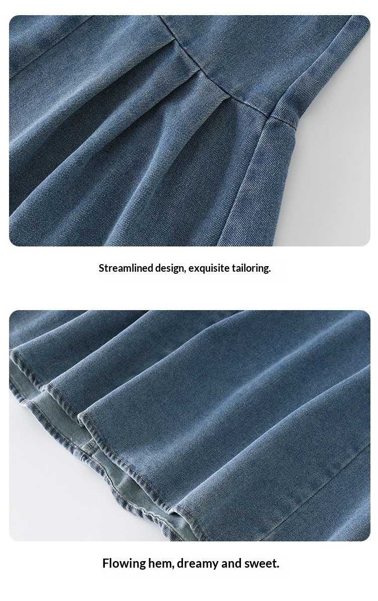 Flickor jeansklänning ärmlös prinsessklänning casual vardag_voghion.com