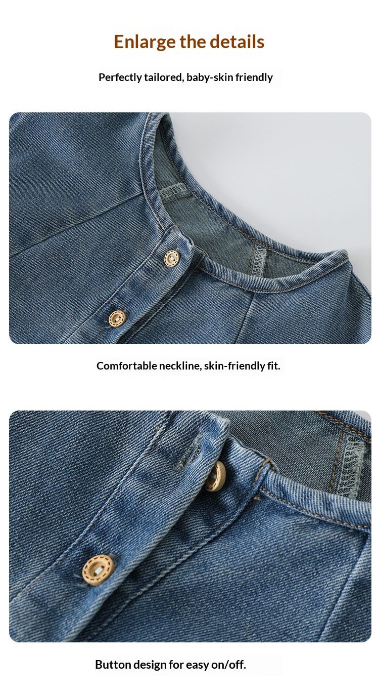 Flickor jeansklänning ärmlös prinsessklänning casual vardag_voghion.com
