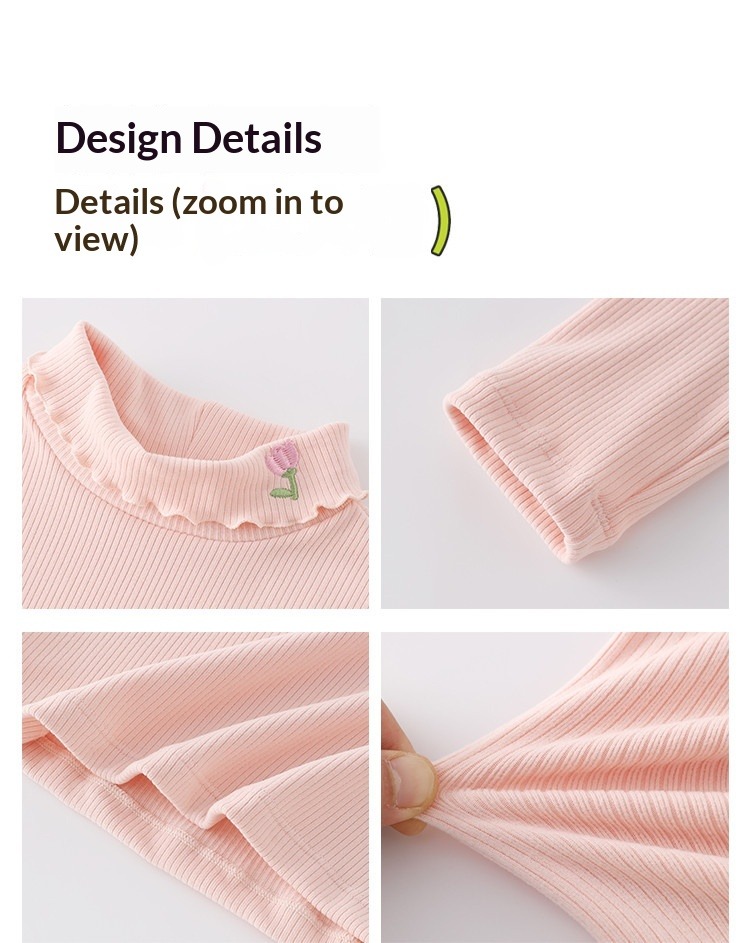 Girls Mock Neck Long Sleeve T-shirt Solid Base Layer Top For Kids_voghion.com