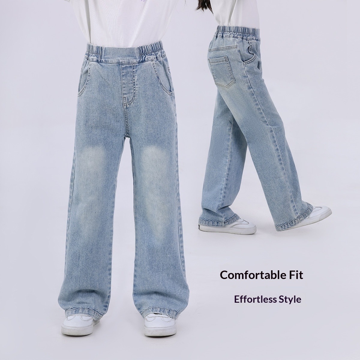 Mädchen-Schlagjeans Frühling & Sommer 2026 – Neu eingetroffen: Modische, leicht ausgestellte Bootcut-Hosen für Kleinkinder und Kinder – Lässige Jeans_voghion.com