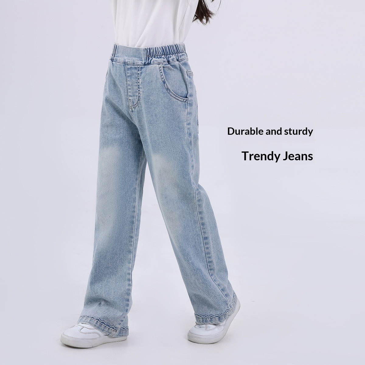 Girls' Flare Jeans Spring & Summer 2026 New Arrival Fashionable Micro Flared Bootcut Pants For Toddler Girls & Kids Casual Denim Trousers_voghion.com