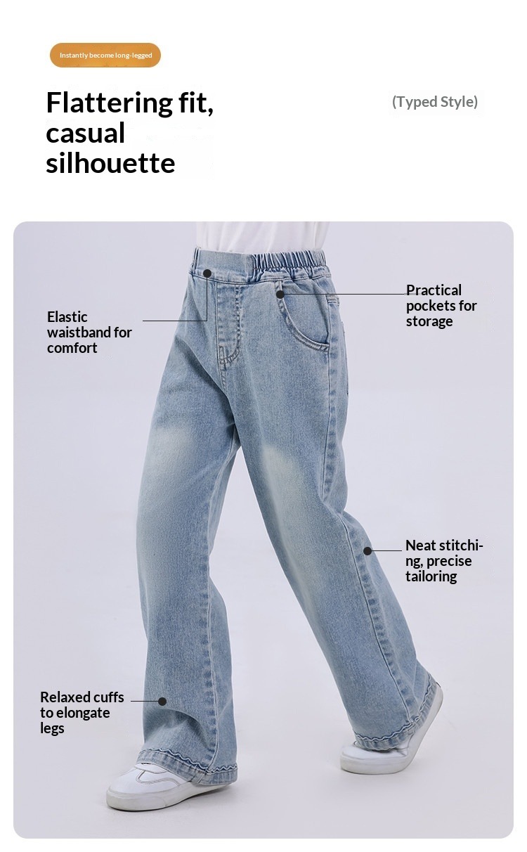 Mädchen-Schlagjeans Frühling & Sommer 2026 – Neu eingetroffen: Modische, leicht ausgestellte Bootcut-Hosen für Kleinkinder und Kinder – Lässige Jeans_voghion.com