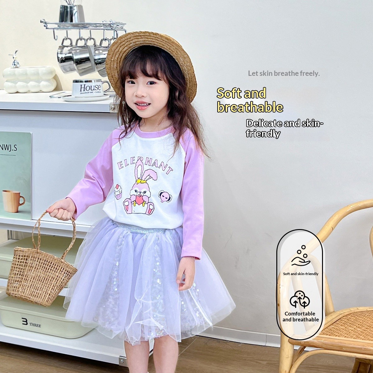 T-shirt a maniche lunghe con scollo rotondo da ragazza, top casual e sportivo per la primavera, maglietta morbida da indossare a strati per ragazze più grandi e preadolescenti._voghion.com