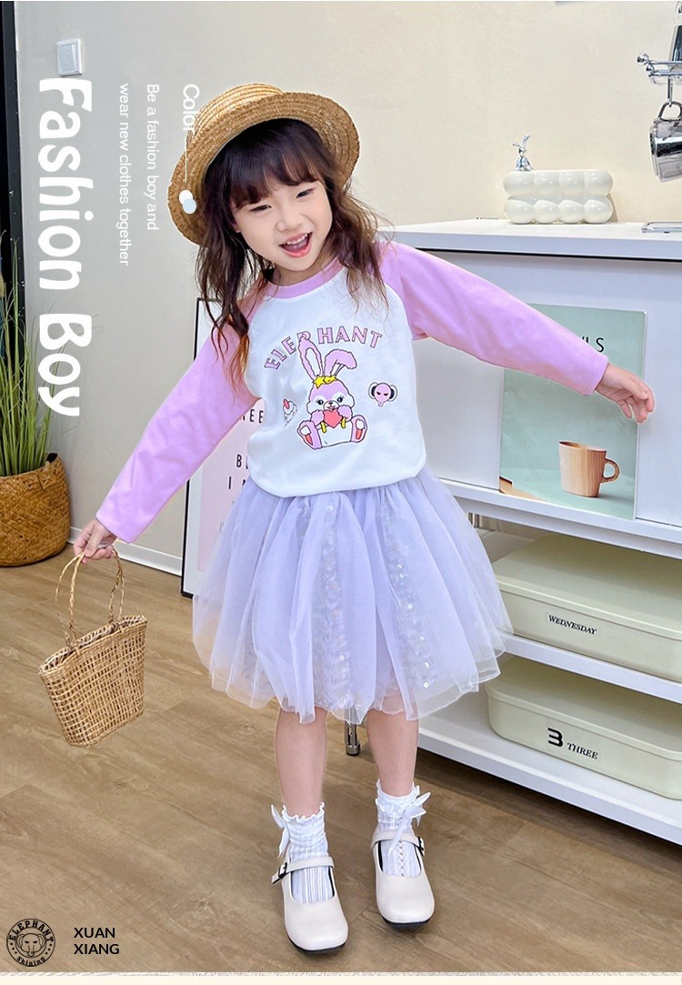 Camiseta feminina de manga comprida e gola redonda, blusa casual e esportiva para a primavera, camiseta macia para sobreposição de peças, ideal para crianças maiores e pré-adolescentes._voghion.com