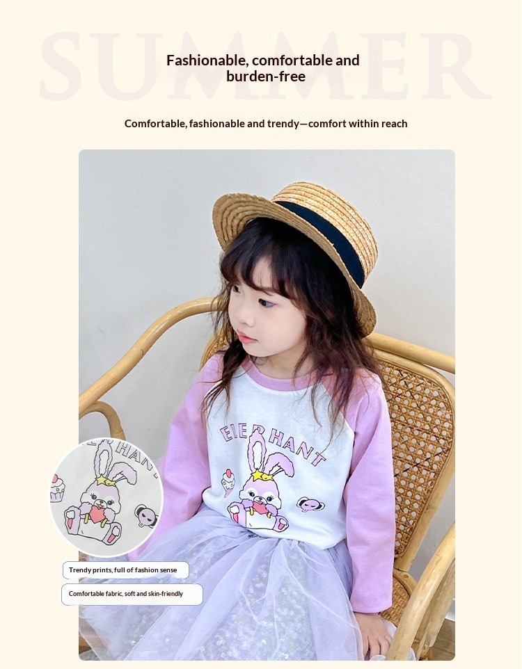 Camiseta feminina de manga comprida e gola redonda, blusa casual e esportiva para a primavera, camiseta macia para sobreposição de peças, ideal para crianças maiores e pré-adolescentes._voghion.com