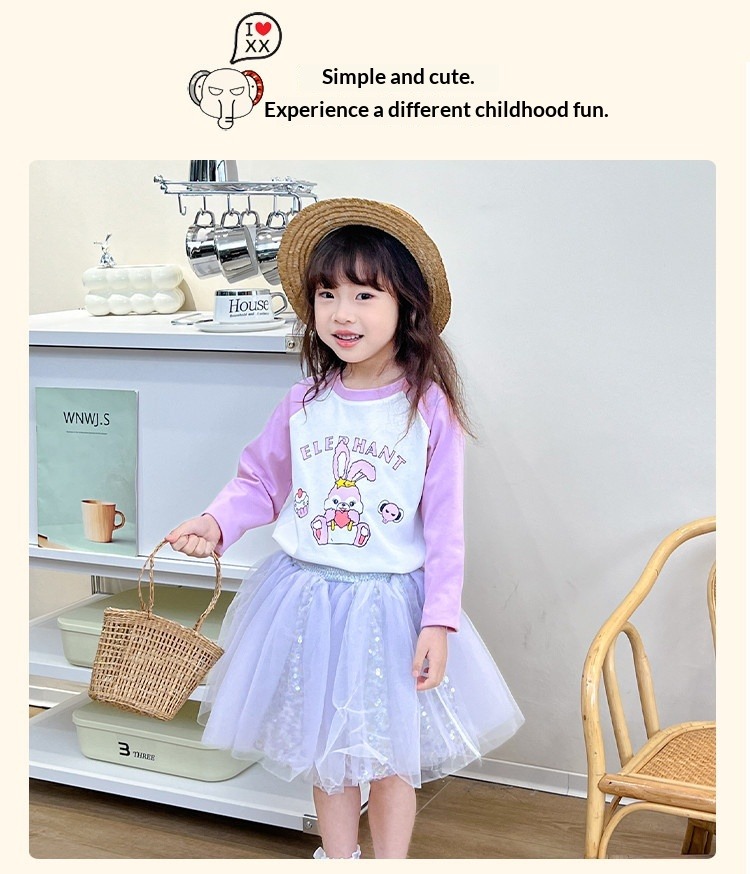 Camiseta feminina de manga comprida e gola redonda, blusa casual e esportiva para a primavera, camiseta macia para sobreposição de peças, ideal para crianças maiores e pré-adolescentes._voghion.com