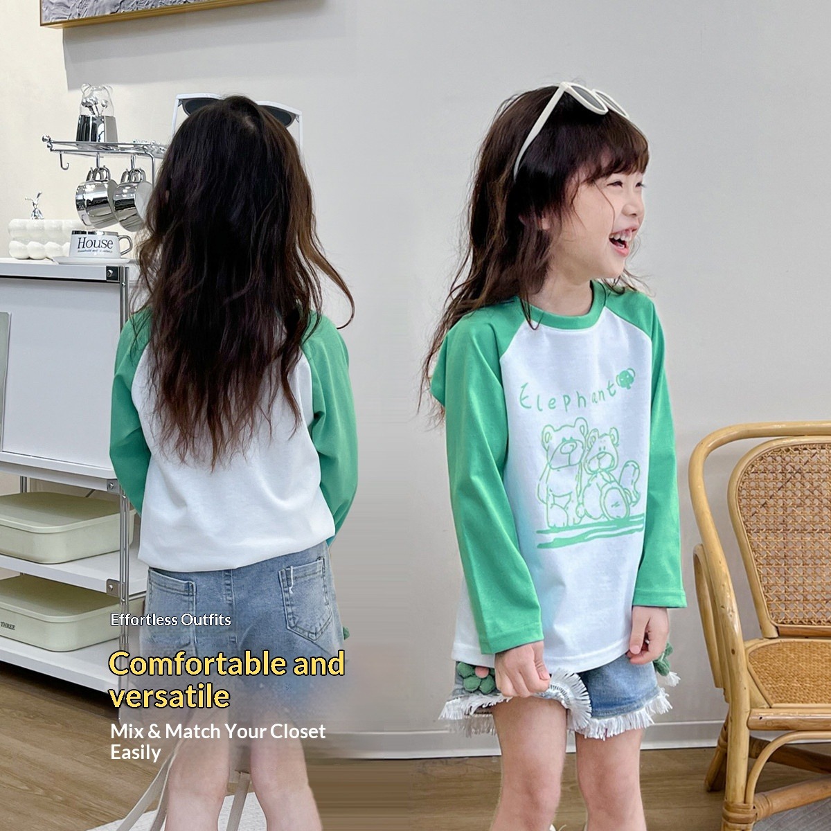 Kurzes, farblich abgesetztes Crop-Top für Mädchen im Frühling, ideal für ältere Kinder und Teenager, trendige, sportliche Freizeitkleidung_voghion.com