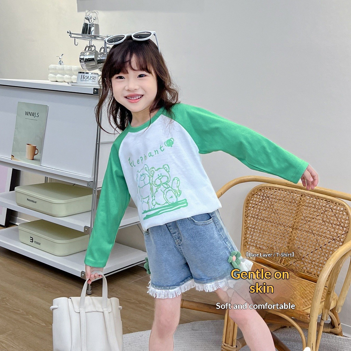 Kurzes, farblich abgesetztes Crop-Top für Mädchen im Frühling, ideal für ältere Kinder und Teenager, trendige, sportliche Freizeitkleidung_voghion.com