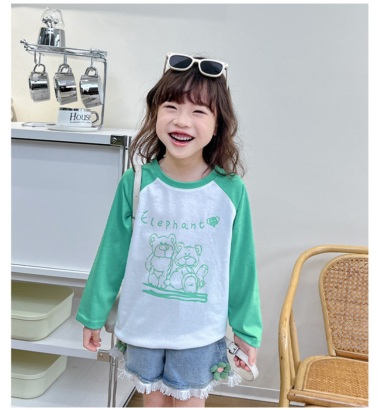 Mädchen T-shirt Mit Farbblock Design Für Kinder Und Teens_voghion.com