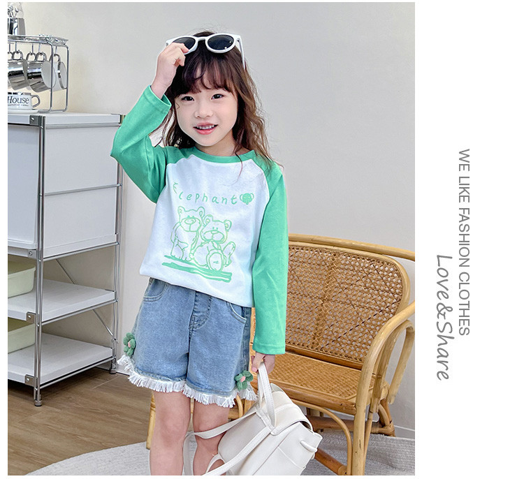 Mädchen T-shirt Mit Farbblock Design Für Kinder Und Teens_voghion.com