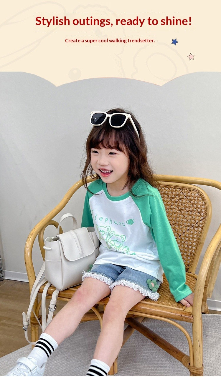 Mädchen T-shirt Mit Farbblock Design Für Kinder Und Teens_voghion.com