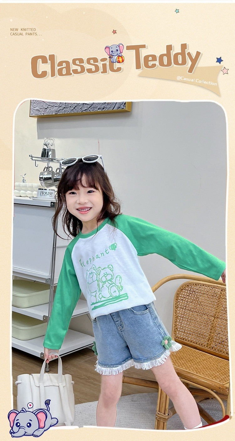 Mädchen T-shirt Mit Farbblock Design Für Kinder Und Teens_voghion.com