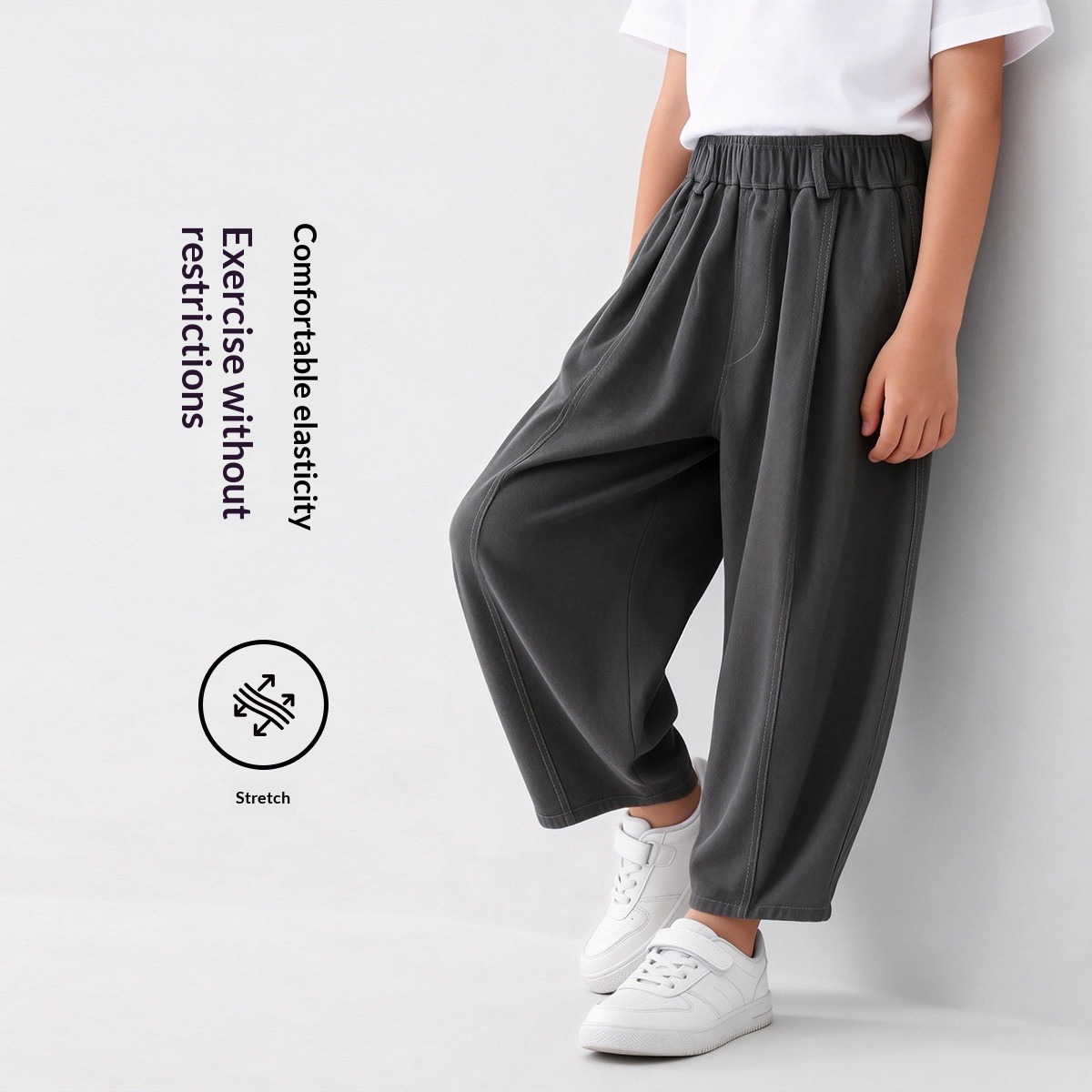 Boys' Casual Pants For Spring & Autumn, Classic Solid Color Versatile Trousers For Older Kids & Tweens, Outdoor Sports Activewear_voghion.com