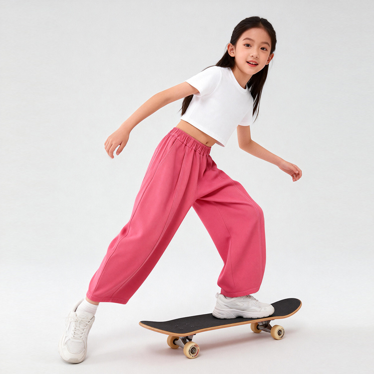 Kids' Solid Color Loose Fit Pants Spring 2026 New Arrival Banana Casual Trousers For Older Kids & Tweens_voghion.com
