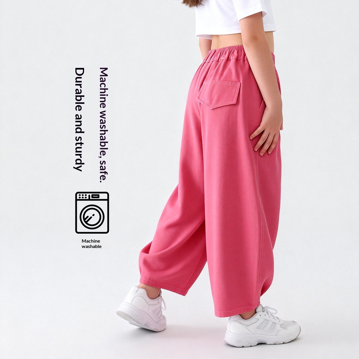 Kids' Solid Color Loose Fit Pants Spring 2026 New Arrival Banana Casual Trousers For Older Kids & Tweens_voghion.com